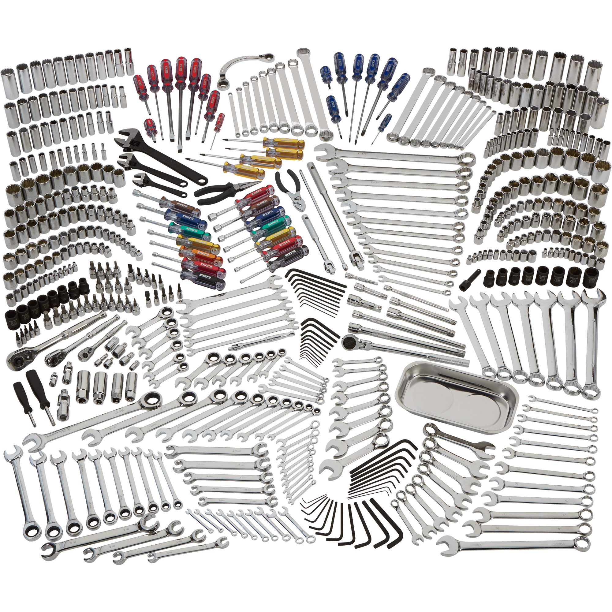 Klutch Mechanic's Tool Set, 566-Pc., 1/4in., 3/8in. & 1/2in. Drive